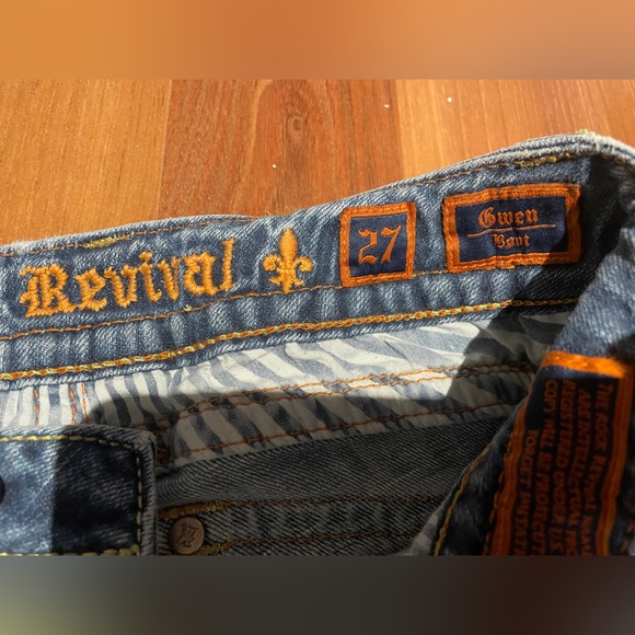 Rock Revival Dark Blue Boot Cut Jeans with Embroidered Pockets - Picture 3 of 4